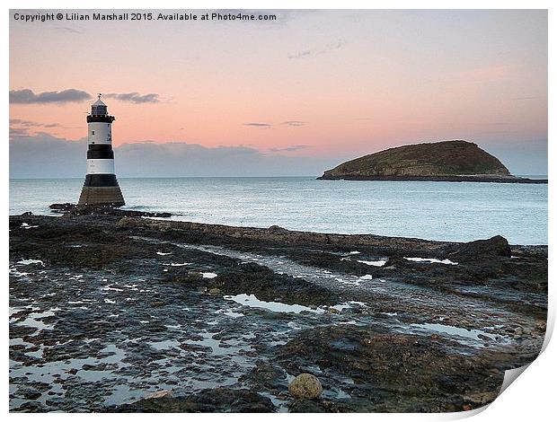  Penmon Lighthouse and Puffin Island. Print by Lilian Marshall
