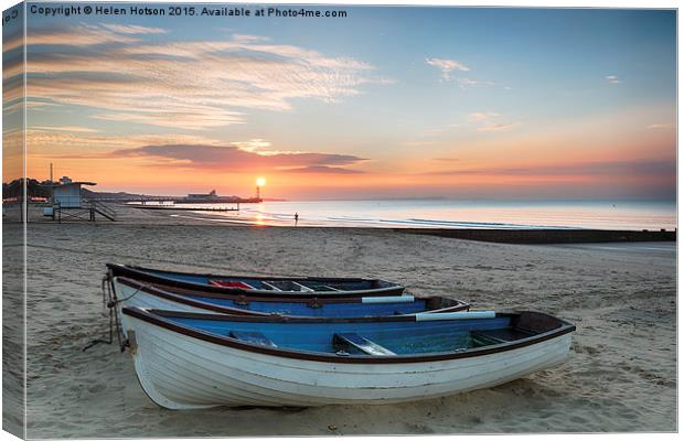  Sunrise at Durley Chine Canvas Print by Helen Hotson