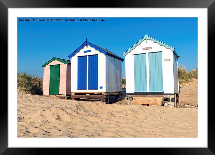 Beach Huts at Southwold Framed Mounted Print by Helen Hotson