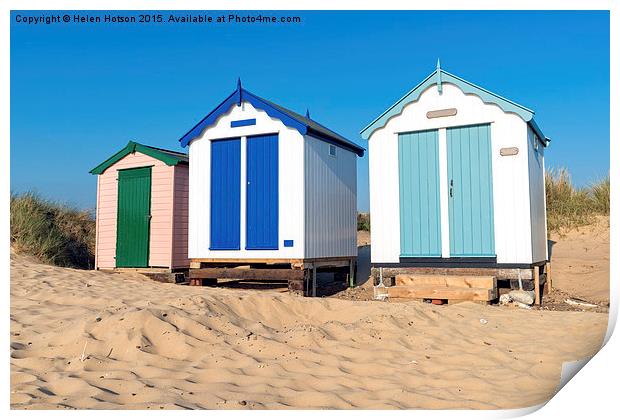 Beach Huts at Southwold Print by Helen Hotson