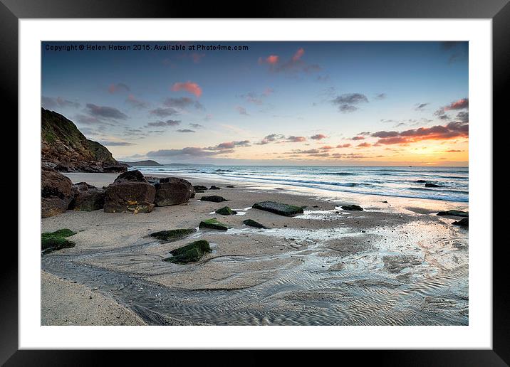 Sunrise at Pentewan on the Cornish Coast Framed Mounted Print by Helen Hotson