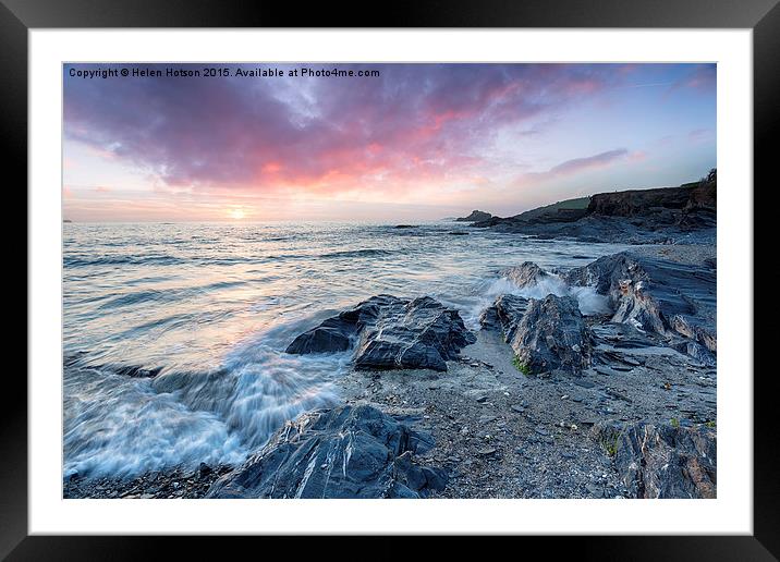 Beautiful Sunset at Trevone Bay Framed Mounted Print by Helen Hotson