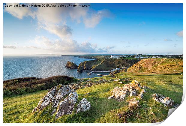 Mullion Cove in Cornwall Print by Helen Hotson