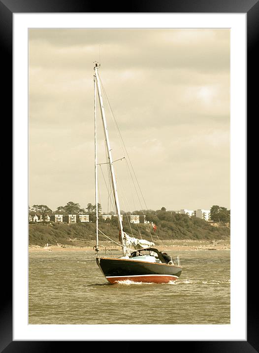Yacht entering Christchurch harbour Framed Mounted Print by Chris Day