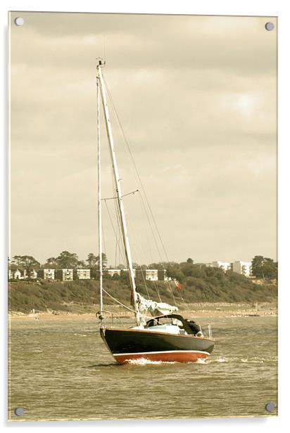 Yacht entering Christchurch harbour Acrylic by Chris Day