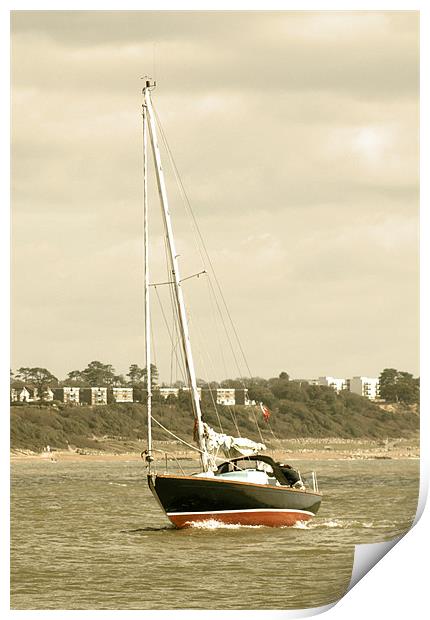 Yacht entering Christchurch harbour Print by Chris Day