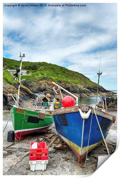Cornish Fishing Village Print by Helen Hotson