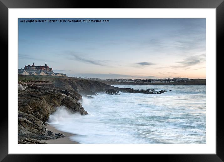 Stormy Night in Newquay Framed Mounted Print by Helen Hotson