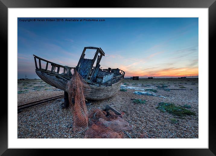 Old Boat at Dungeness Framed Mounted Print by Helen Hotson