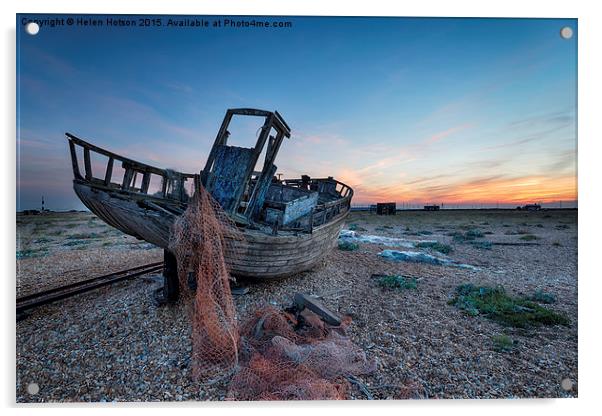 Old Boat at Dungeness Acrylic by Helen Hotson
