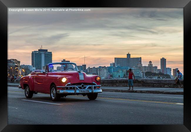Pink car on the Malecon Framed Print by Jason Wells