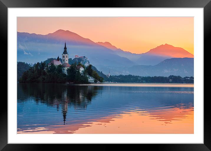  Two colors of Lake Bled Framed Mounted Print by Sergey Golotvin