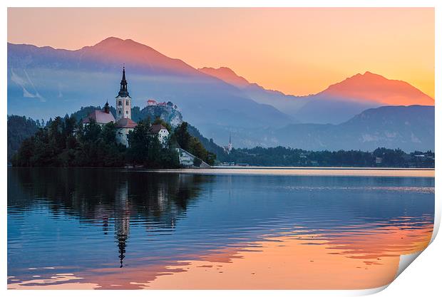  Two colors of Lake Bled Print by Sergey Golotvin