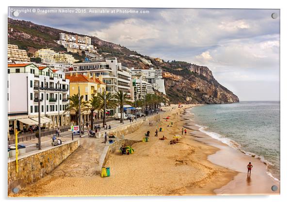 Beach of Sesimbra, Portugal Acrylic by Dragomir Nikolov