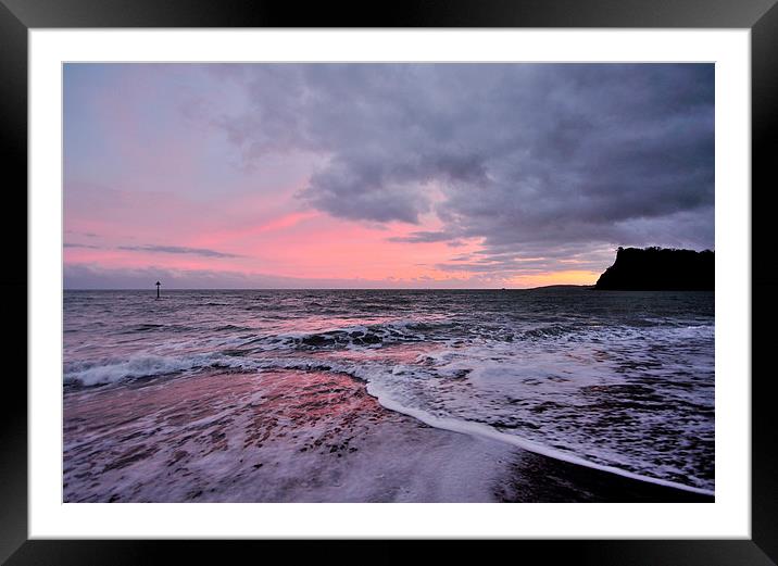  PInk Sunset on Teignmouth Beach  Framed Mounted Print by Rosie Spooner