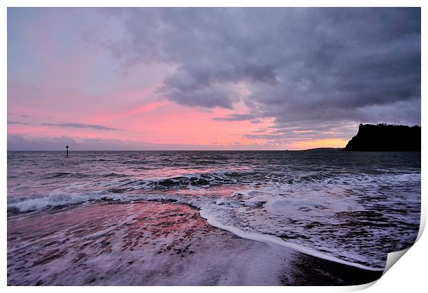  PInk Sunset on Teignmouth Beach  Print by Rosie Spooner