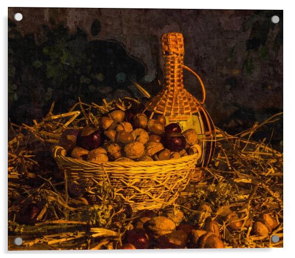  Still-life with nuts and wine Acrylic by Svetlana Korneliuk