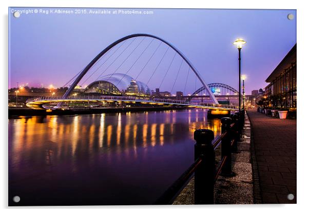  Newcastle Bridges Acrylic by Reg K Atkinson