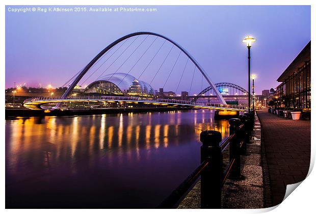  Newcastle Bridges Print by Reg K Atkinson
