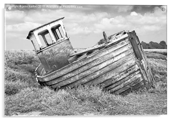 Derelict  Wooden Fishing Boat at Thornham North No Acrylic by john hartley