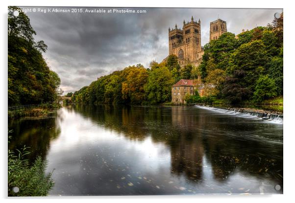  Durham Cathedral and Riverside Acrylic by Reg K Atkinson