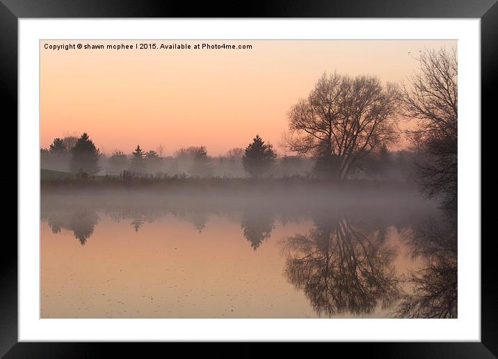   Foggy  Sunrise Reflection  Framed Mounted Print by shawn mcphee I