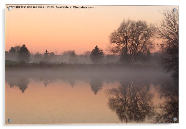   Foggy  Sunrise Reflection  Acrylic by shawn mcphee I