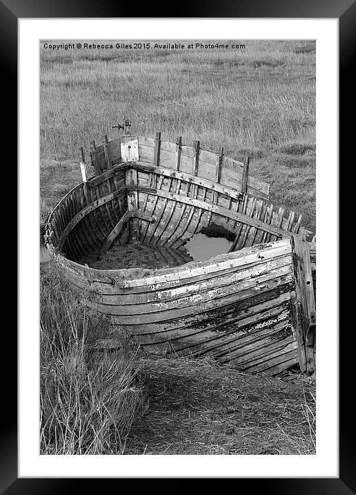Old Boat at Blakeney, North Norfolk Framed Mounted Print by Rebecca Giles
