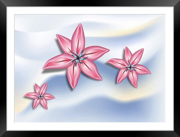 Pink Lilies Framed Mounted Print by Lidiya Drabchuk
