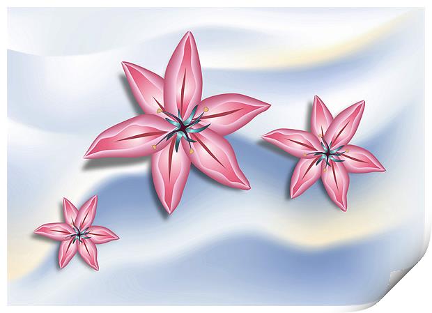 Pink Lilies Print by Lidiya Drabchuk