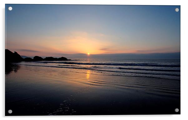  Looe Beach Sunrise Acrylic by Rosie Spooner