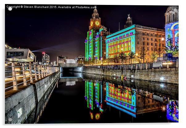  Liver building Liverpool waterfront  Acrylic by Steven Blanchard