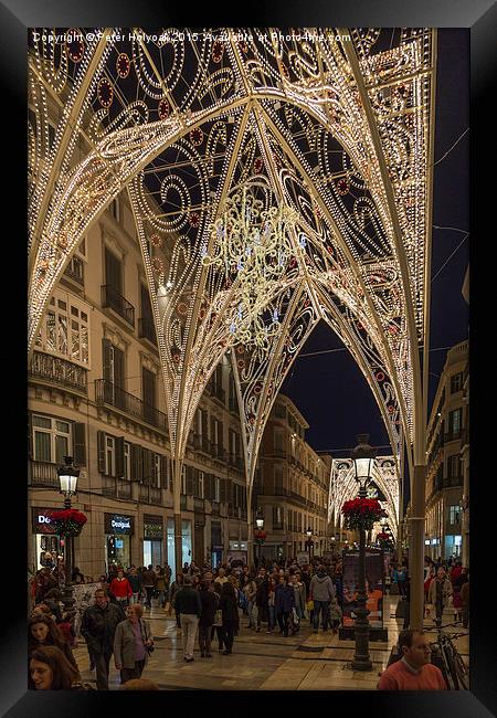 Christmas Lights In Malaga. Framed Print by Pete Holyoak