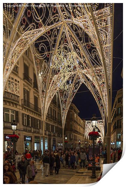Christmas Lights In Malaga. Print by Pete Holyoak