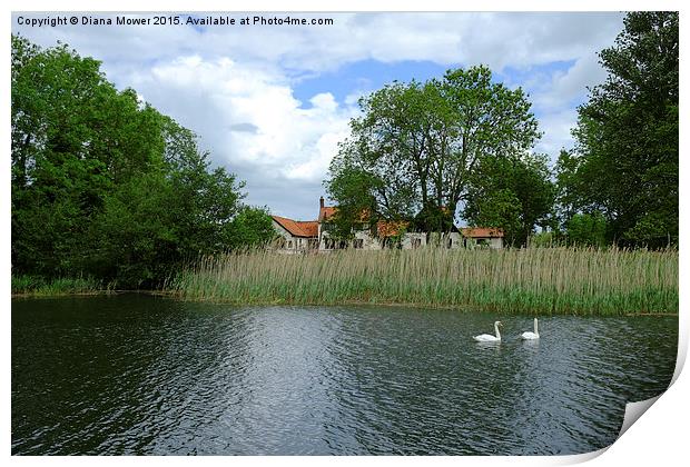  The Locks Inn Geldeston Print by Diana Mower