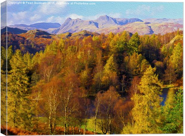 Langdale Pikes in Autumn Canvas Print by Pearl Bucknall