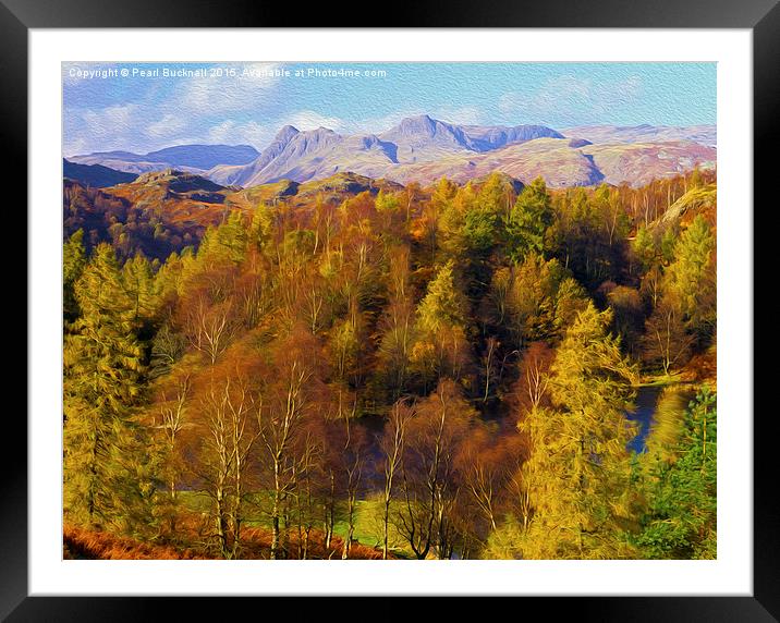 Langdale Pikes in Autumn Framed Mounted Print by Pearl Bucknall