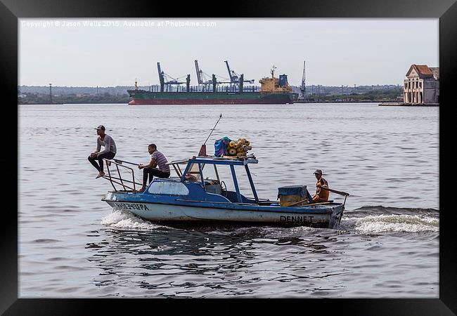 Fishing boat in the Bay of Havana Framed Print by Jason Wells