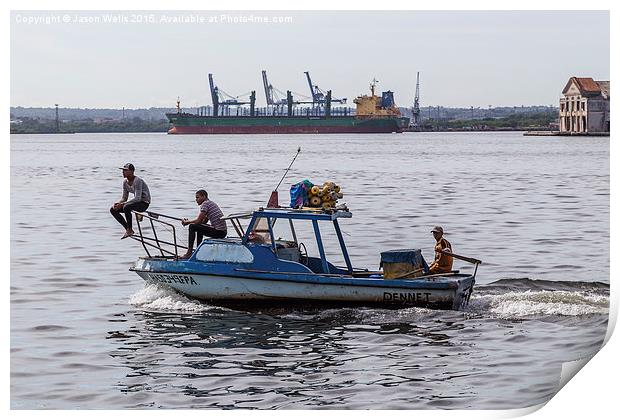 Fishing boat in the Bay of Havana Print by Jason Wells