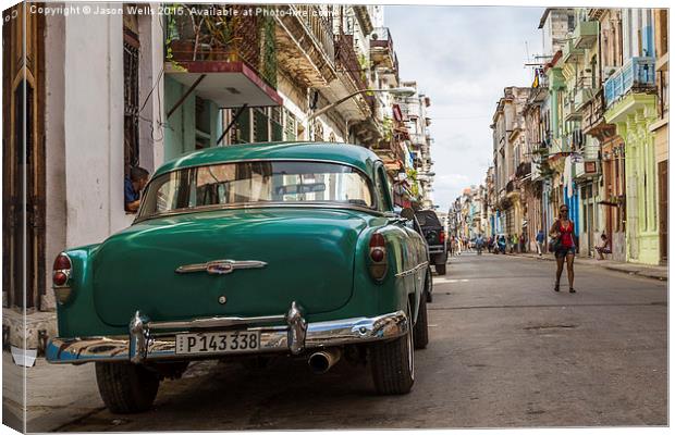 Back of a cab in Centro Havana Canvas Print by Jason Wells