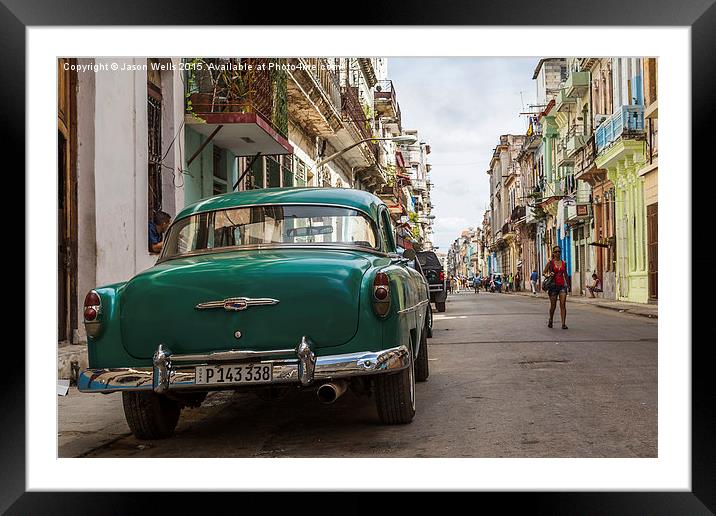 Back of a cab in Centro Havana Framed Mounted Print by Jason Wells