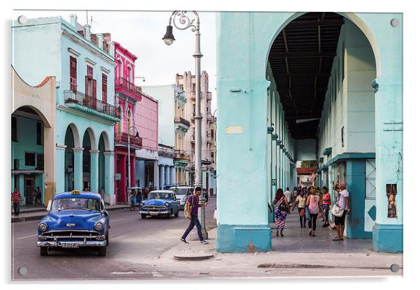 Colourful street scene in Centro Havana Acrylic by Jason Wells