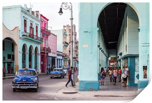 Colourful street scene in Centro Havana Print by Jason Wells