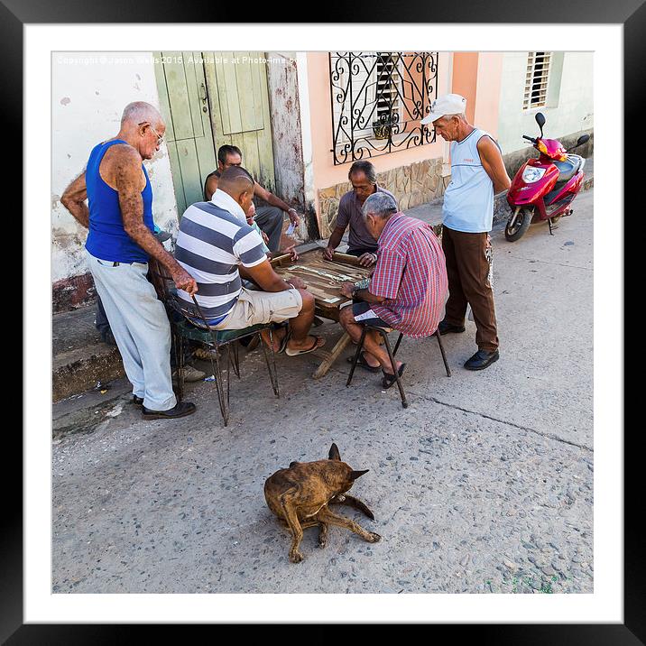 Cuban men playing dominos Framed Mounted Print by Jason Wells