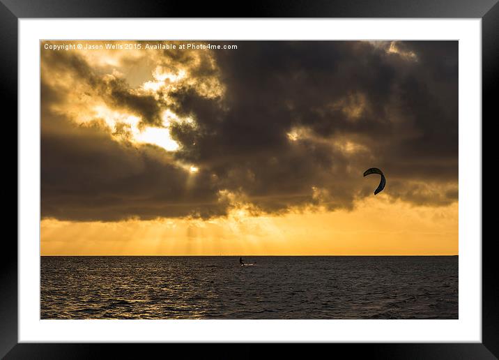 Kite surfing in Cuba Framed Mounted Print by Jason Wells