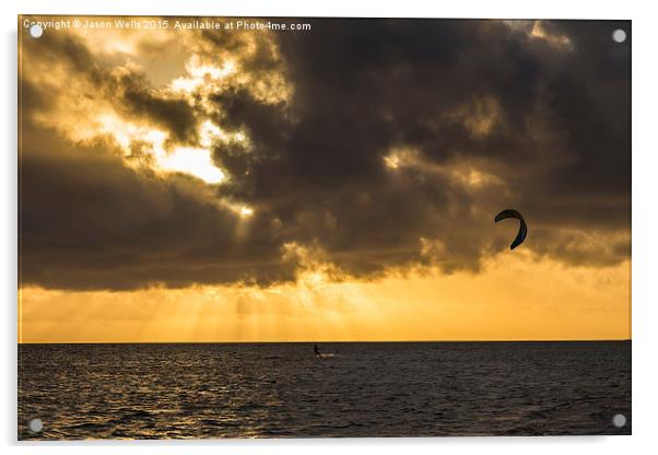 Kite surfing in Cuba Acrylic by Jason Wells