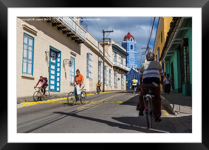 Cyclists in Sancti Spíritus Framed Mounted Print by Jason Wells