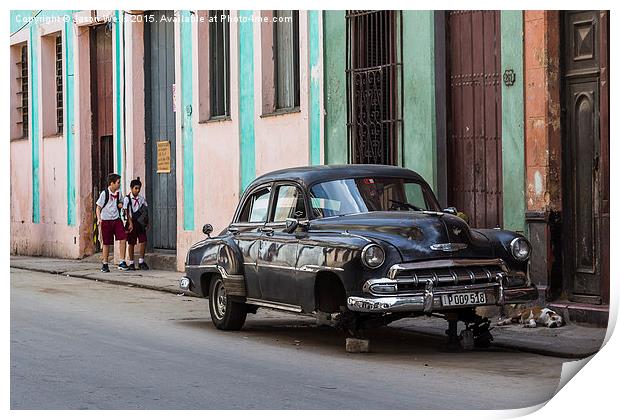 School boys on lunch in Havana Print by Jason Wells