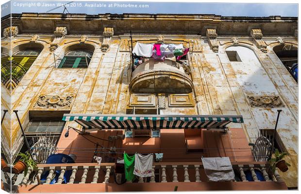 Laundry out in Centro Havana Canvas Print by Jason Wells