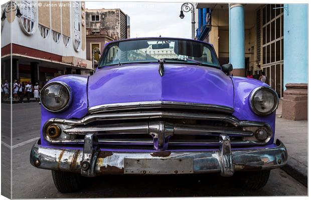 Purple vintage car in Havana Canvas Print by Jason Wells